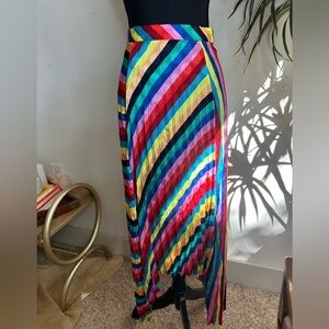 Vintage asymmetrical rainbow striped polkadot maxi skirt size small